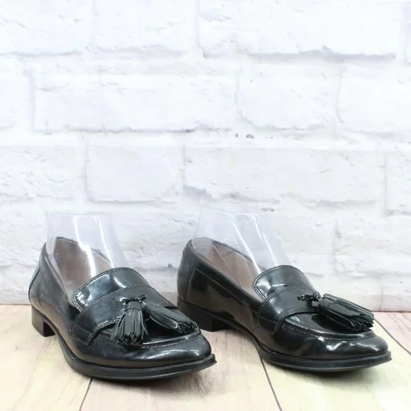 Via Spiga Black Leather Slip On Tassel Casual Loafers Shoes Size 7 Medium - Picture 3 of 9